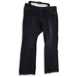 Womens Blue Denim Dark Wash 5-Pocket Design Straight Leg Jeans Size 20T
