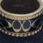 Coach Authentic Gold Tone Black Enamel Crystal 10mm Sz 5.5 Ring W/C.O.A 7.2g image number 2