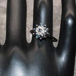 10K White Gold Blue Topaz Diamond Accent Ring Size 6.75 - 2.4g