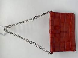 Authentic Womens Red Orange Leather Crocodile Chain Strap Shoulder Bag alternative image