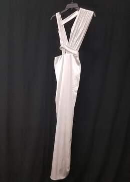 Gemeli Power Womens White Sleeveless Deep V-Neck Side Slit Maxi Dress Sz S