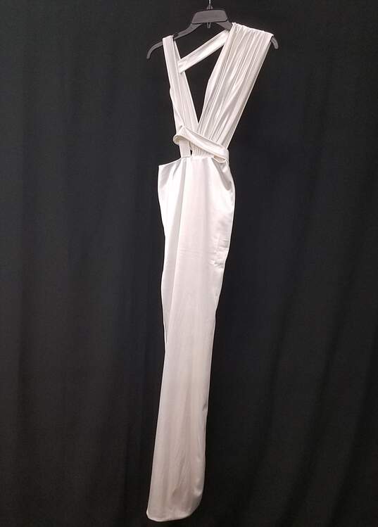 Gemeli Power Womens White Sleeveless Deep V-Neck Side Slit Maxi Dress Sz S image number 1