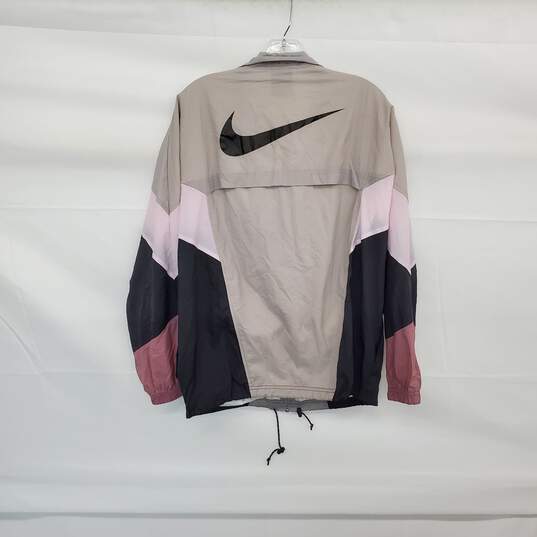 Nike Gray Pink & Black Color Block Full Zip Windbreaker Jacket MN Size S image number 2