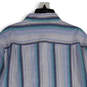 Mens Blue Striped Spread Collar Short Sleeve Button-Up Shirt Size Medium image number 4