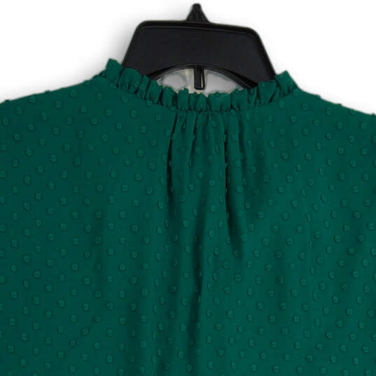 NWT Womens Green Ruffle Neck Cap Sleeve Blouse Top Size Medium image number 4