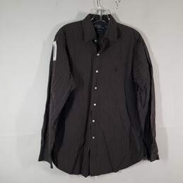 Mens Check Classic Fit Long Sleeve Collared Button-Up Shirt Size Large