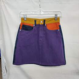 Calvin Klein Jeans Multicolor Color Block Cotton Denim Mini Skirt WM Size 25