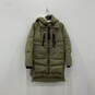 Womens Green Long Sleeve Zipped Pockets Hooded Full-Zip Puffer Coat Size XS image number 1