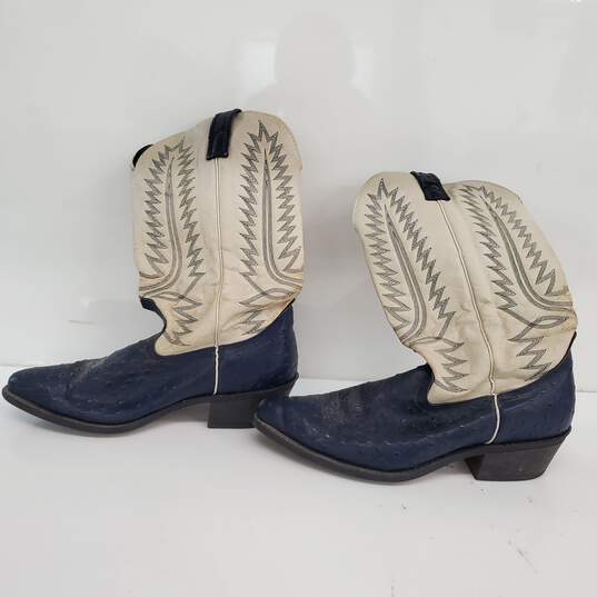 White & Blue Cowboy Boots Size 9.5D image number 2