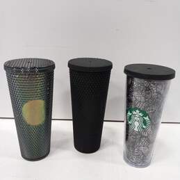 Three Assorted Starbucks Travel Tumblers