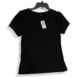 NWT Torrid Womens Black Ribbed V-Neck Short Sleeve Pullover T-Shirt Size 00