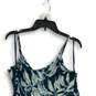 NWT Womens Teal White Floral Sleeveless Spaghetti Strap Wrap Dress Size L image number 4