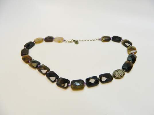 Sally C 925 Sterling Silver Chunky Agate Necklace 100.0g image number 2