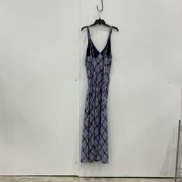 Womens Multicolor Plaid Silk V-Neck Sleeveless Long Maxi Dress Size 12 alternative image