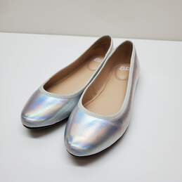 BP. Bianca Ballet Flat Silver Chrome Round Toe Slip-On Shoes Women's Size 5.5 M