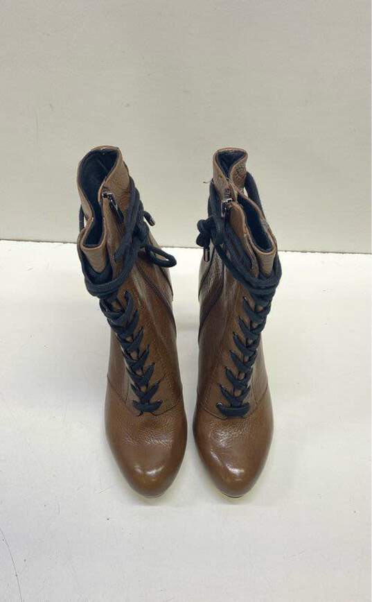 INC Lace Up Leather Heel Boots Brown 8 image number 5