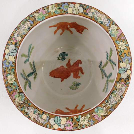 Vintage Chinese Famille Rose Jardiniere Porcelain Koi Fish Bowl Planter Pot image number 2