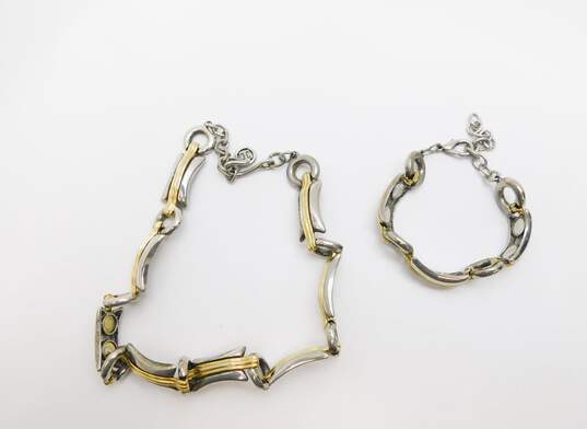 Vintage Givenchy Two Tone Chunky Necklace & Bracelet Set 163.8g image number 1