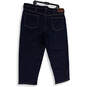 Mens Blue Denim Dark Wash Pockets Straight Leg Capri Jeans Size 30T image number 2
