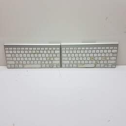Lot of 2 Apple Wireless Magic Keyboards White & Silver A1314 & A1255