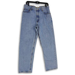 Mens Blue Denim Medium Wash 5-Pocket Design Straight Leg Jeans Size 33x32