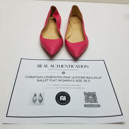 Authenticated Christian Louboutin Pink Leather Ballalla Ballet Flats Women's Size 38.5