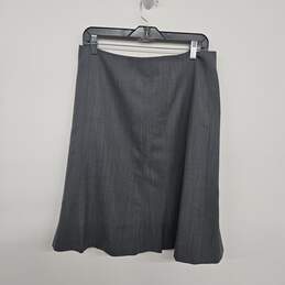 Gray Wool Pleated Midi Skirt