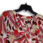 Womens Multicolor Long Sleeve V-Neck Pullover Blouse Top Size Small image number 2