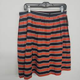 Blue White Red Striped Pleated Skirt alternative image