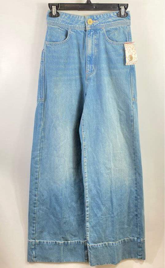 Free People Women Blue High Rise Wide Leg Jeans Sz 25 image number 1