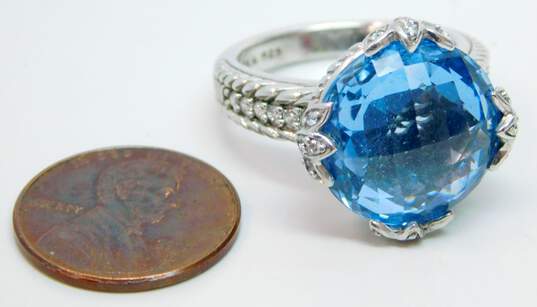 Judith Ripka Designer 925 Blue Spinel & Cubic Zirconia Statement Ring 11.8g image number 6