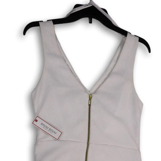 NWT Womens White Wrap V-Neck Asymmetric Hem Sleeveless Bodycon Dress Size 8 image number 3