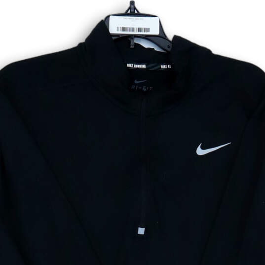 Mens Black Dri-Fit Long Sleeve Mock Neck 1/4 Zip Pullover T-Shirt Size XXL image number 3