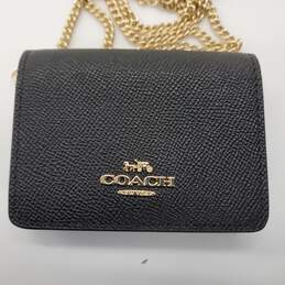 Coach Black Crossgrain Leather Mini Wallet on a Chain alternative image