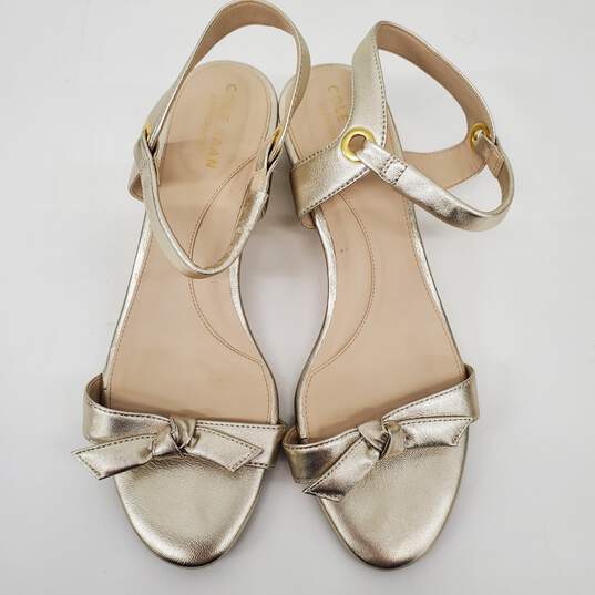 Women's Cole Haan Halsey Gold Metallic Wedge Sandal Size 7B image number 2
