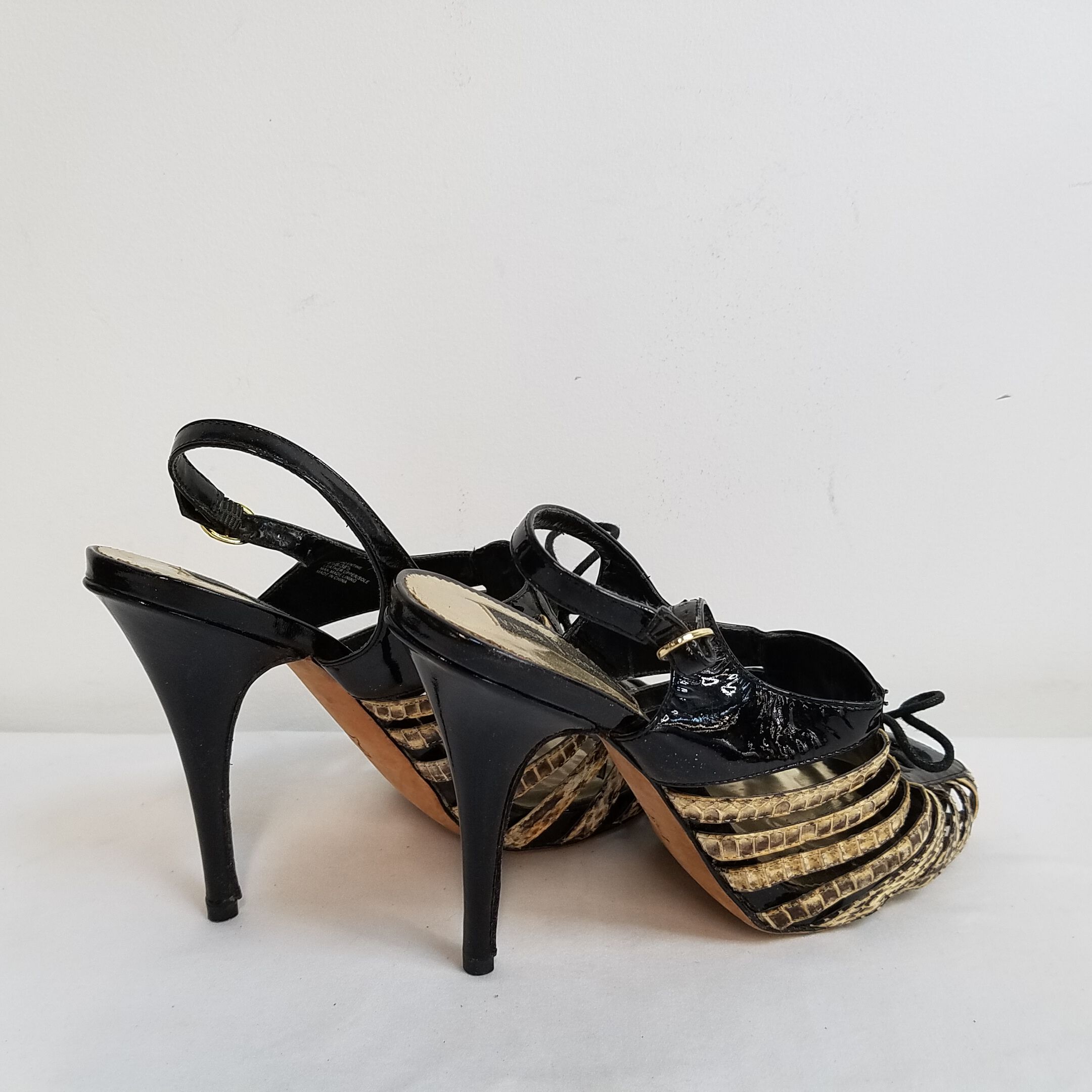 Women's Snakeskin Print Heels Fashion Slip Chunky Heels - Temu