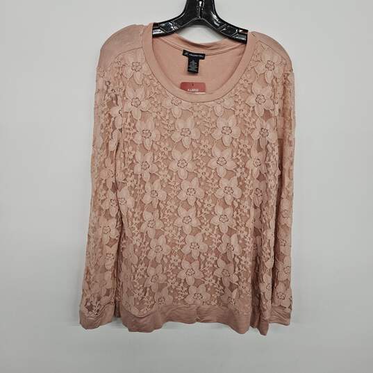 Buy the Scoop Neck Long Sleeve Pink Floral Print Blouse | GoodwillFinds