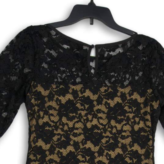 Karen Kane Womens Black Lace Round Neck Scalloped Hem Shift Dress Size M image number 4