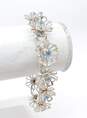 VNTG Coro Silver Tone & Icy Blue Rhinestone Flower Bracelet 15.4g image number 3