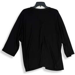 Womens Black Long Sleeve Button Front Cardigan Sweater Size 3X alternative image