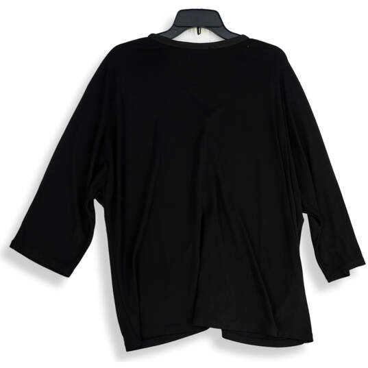 Womens Black Long Sleeve Button Front Cardigan Sweater Size 3X image number 2