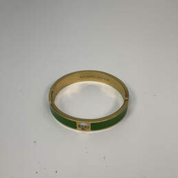 Designer Kate Spade Gold-Tone Green Enamel Hinged Bangle Bracelet