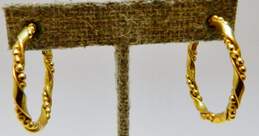 Vintage Crown Trifari Gold Tone Scrolled & Hoop Clip-On Earrings 27.8g alternative image