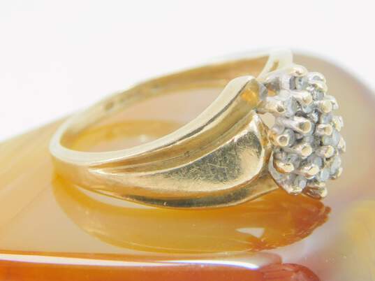 10K Yellow Gold 0.22 CTTW Diamond Cluster Ring- For Repair 3.1g image number 2