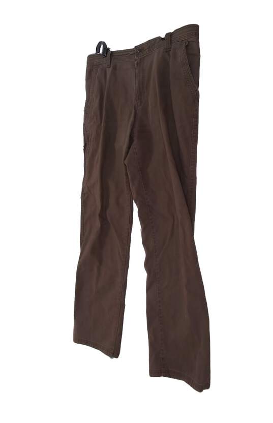 Mens Brown Regular Fit Flat Front Pockets Carpenter Pants Size 36x32 image number 2