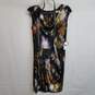 Calvin Klein abstract print cowl neck belted career dress 4 image number 1