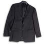 Mens Black Long Sleeve Notch Collar Single Breasted Two Button Blazer 42R image number 1
