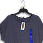 NWT Womens Blue Striped Short Sleeve Drawstring Waist T-Shirt Dress Size L image number 3