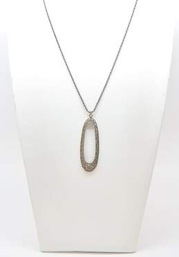 Silpada 925 Elongated Oval Cut Out Scrolled Pendant Necklace 10.9g alternative image