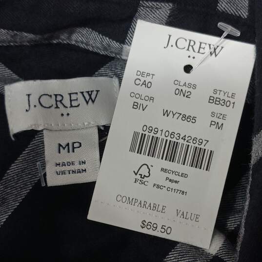 J. Crew Women's Black & White Windowpane Soft Cotton Plaid Button Up Shirt Size PM NWT image number 3